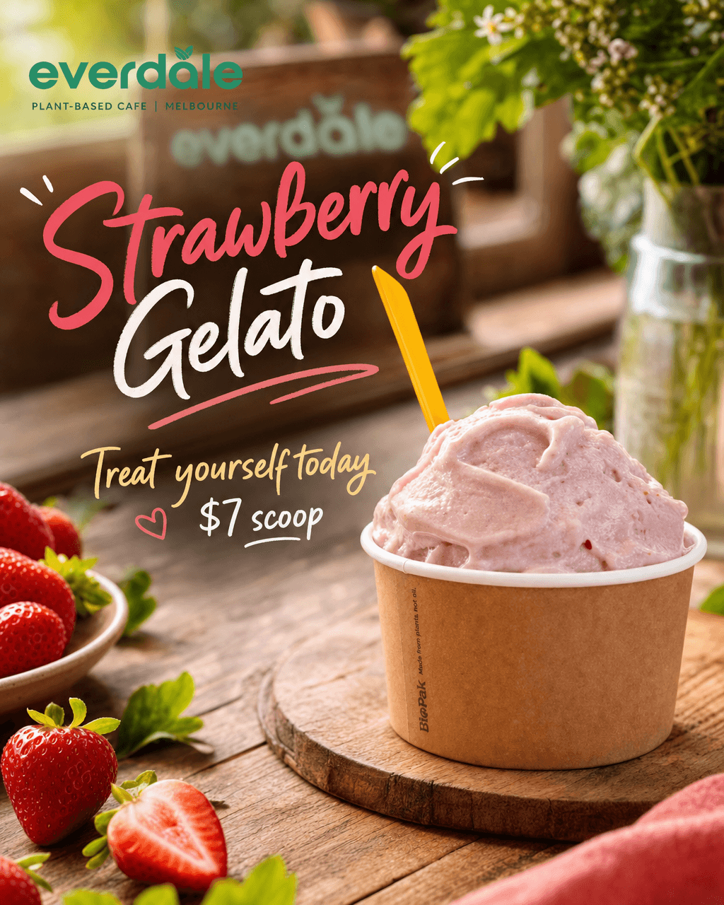 Strawberry Gelato, $7 scoop